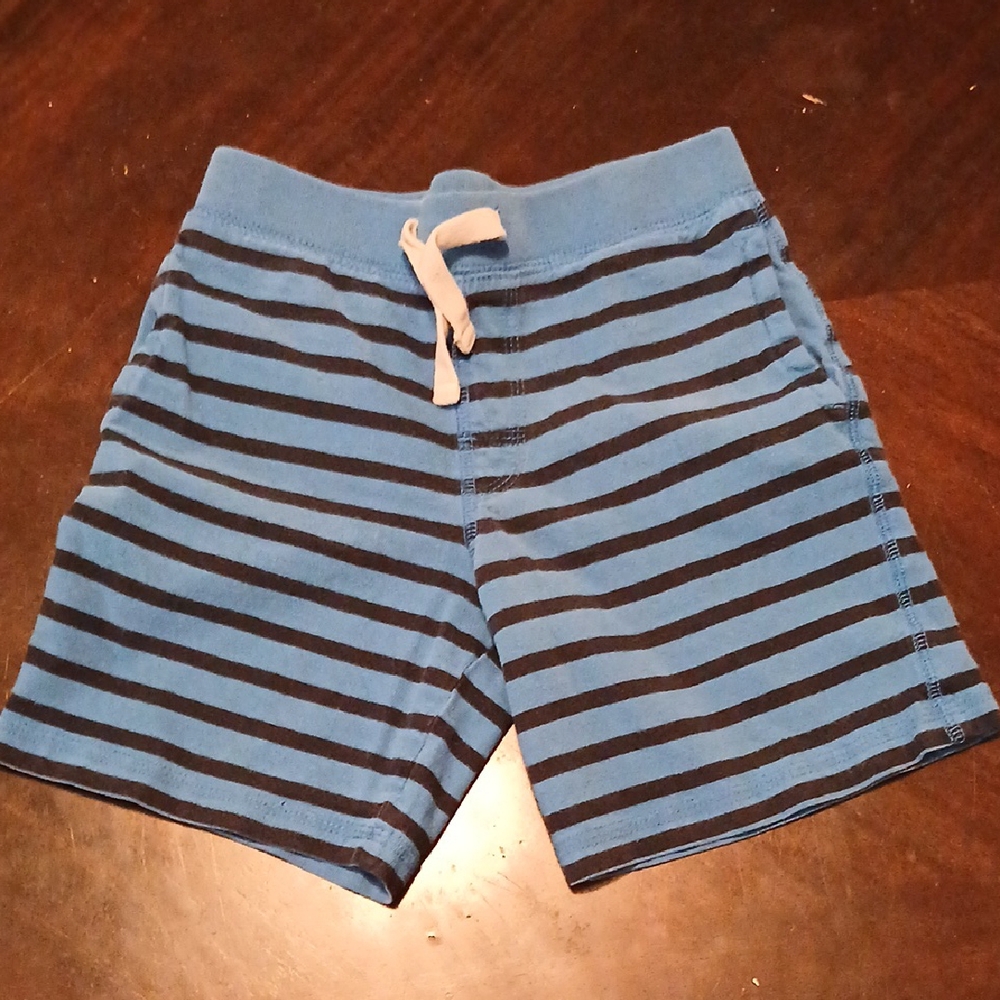 Blue and Black Striped Shorts